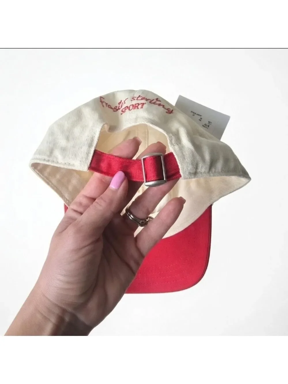 Frasier Sterling Sport Embroidered Sailboat Two-Tone Baseball Cap - Cream & Red